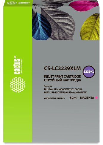 Картридж струйный Cactus CS-LC3239XLM пурпурный (52мл) для Brother HL-J6000DW/J6100DW