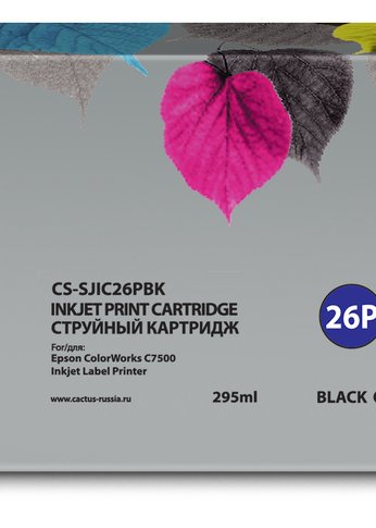 Картридж струйный Cactus CS-SJIC26PBK C33S020618 черный (295мл) для Epson ColorWorks TM-C7500