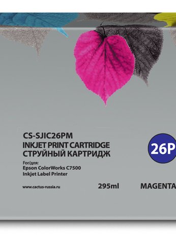 Картридж струйный Cactus CS-SJIC26PM C33S020620 пурпурный (295мл) для Epson ColorWorks TM-C7500