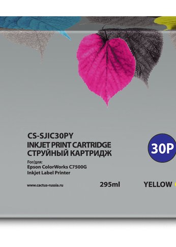 Картридж струйный Cactus CS-SJIC30PY C33S020642 желтый (295мл) для Epson ColorWorks TM-C7500G