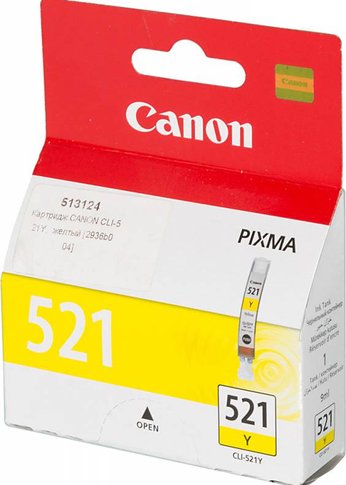 Картридж струйный Canon CLI-521Y 2936B004 желтый для Canon iP3600/4600/4700/MP540/550/560/620/630/640/980/990/MX860