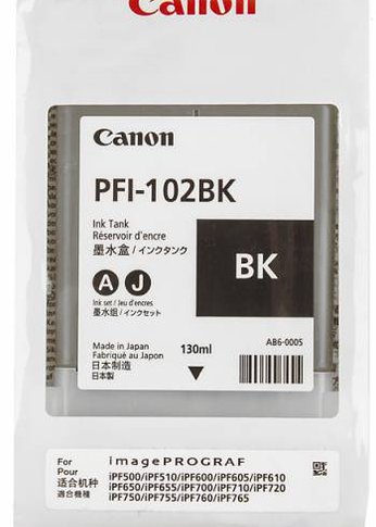 Картридж струйный Canon PFI-102BK 0895B001 черный (130мл) для Canon IP iPF500/600/700/710