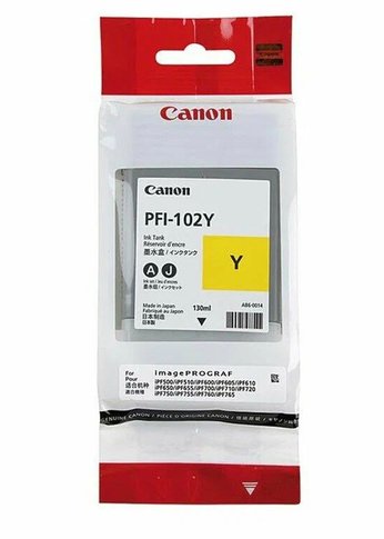 Картридж струйный Canon PFI-102Y 0898B001 желтый (130мл) для Canon iPF510/605/610/650/655/750/760/765