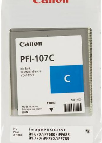 Картридж струйный Canon PFI-107C 6706B001 голубой (130мл) для Canon iP F680/685/780/785