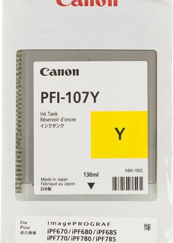 Картридж струйный Canon PFI-107Y 6708B001 желтый (130мл) для Canon iP F680/685/780/785