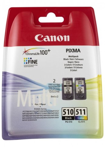 Картридж струйный Canon PG-510/CL-511 2970B010 многоцветный/черный набор для Canon 240/260/280/480/495/320/330/340/350