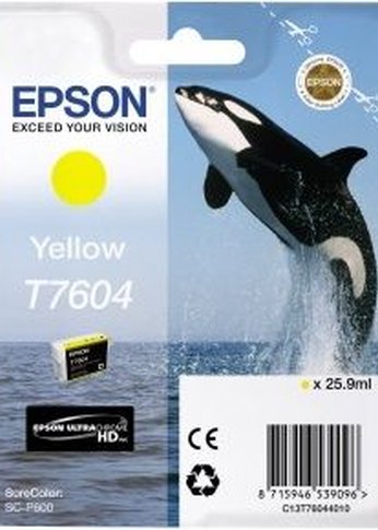 Картридж струйный Epson T7604 желтый для SC-P600