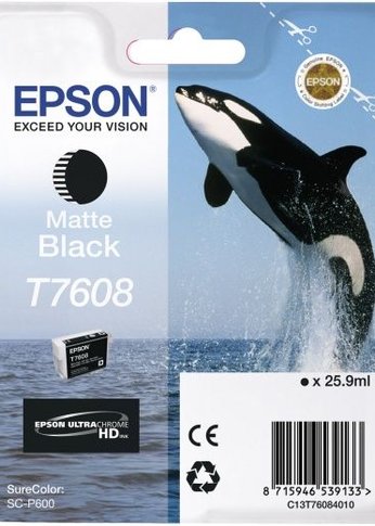 Картридж струйный Epson T7608 C13T76084010 черный матовый (1100стр.) (25.9мл) для Epson SureColor SC-P600