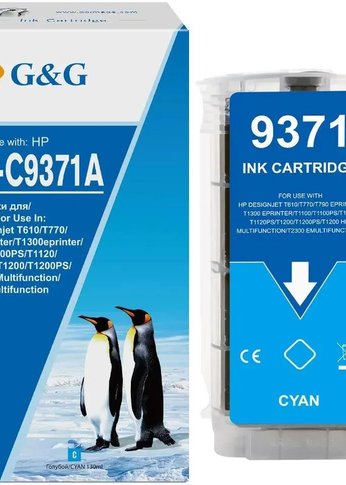 Картридж струйный G&G GG-C9371A голубой (130мл) для HP Designjet T610/T770/T790eprinter/T1300eprinter/T1100