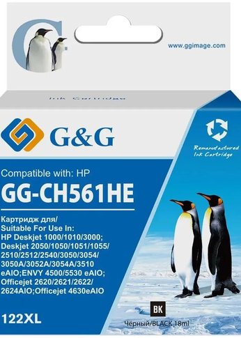 Картридж струйный G&G GG-CH561HE 122 черный (18мл) для HP DJ 1050A/2050A/3000