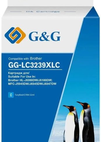 Картридж струйный G&G GG-LC3239XLC голубой (52мл) для Brother HL-J6000DW/J6100DW