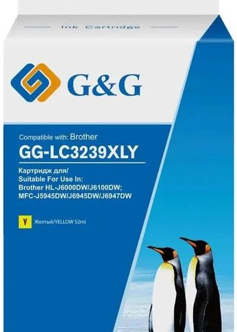 Картридж струйный G&G GG-LC3239XLY желтый (52мл) для Brother HL-J6000DW/J6100DW