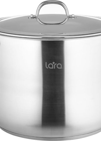 Кастрюля Lara LR02-46 19.2л стекл.крышка серебристый