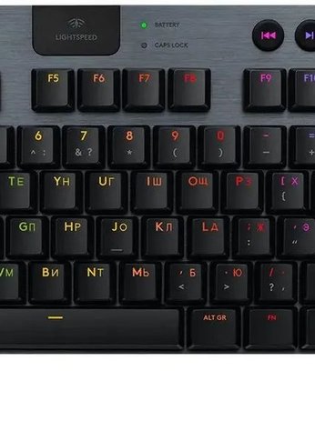 Клавиатура Logitech G915 TKL Lightspeed GL Clicky, черный, оригинальная заводская РУС гравировка [920-009536]