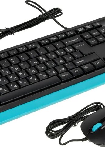 Клавиатура+мышь A4Tech Fstyler F1010 клав:черный/синий мышь:черный/синий USB Multimedia