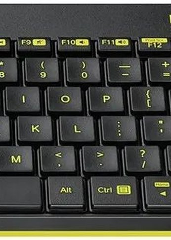 Клавиатура + мышь Logitech MK240 клав:черный/желтый мышь:черный/желтый USB беспроводная slim Multimedia (920-008213)