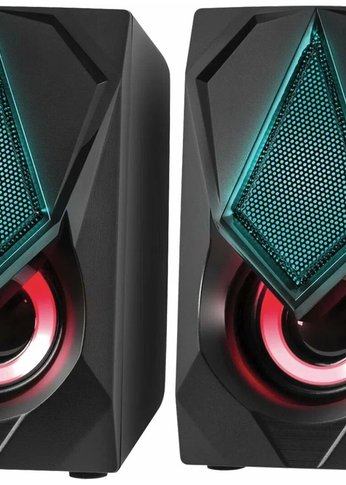 Колонки 2.0 Defender Solar 1 6Вт, подсветка, питание от USB [65401]