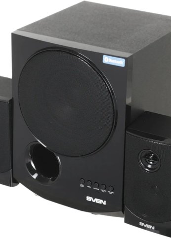 Колонки 2.1 Sven MS-2080, чёрный, мощность (RMS):40Вт + 2x15 Вт, FM-тюнер, USB/SD, дисплей, пульт ДУ, Bluetooth