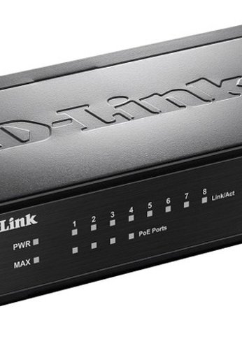 Коммутатор D-Link DES-1008P/C1A 8x100Mb 4PoE 52W неуправляемый