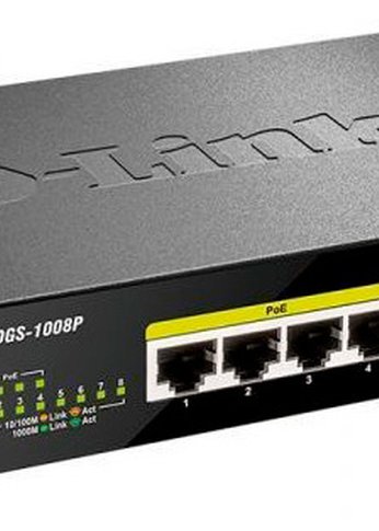 Коммутатор D-Link DGS-1008P/F1A 8G 4PoE 80W неуправляемый