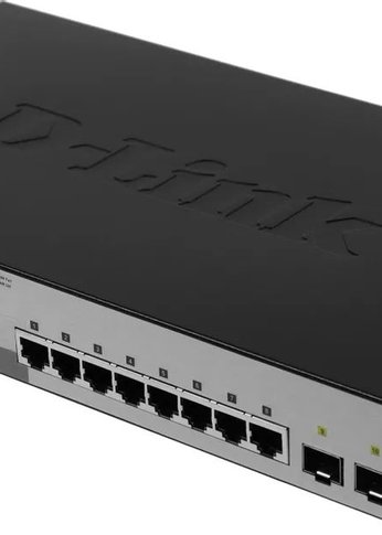 Коммутатор D-Link DGS-1210-10MP/F3A (L2) 8x1Гбит/с 2SFP 8PoE 130W настраиваемый