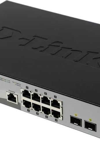 Коммутатор D-Link DGS-1210-10P/ME/B1A 8G 2SFP 8PoE управляемый