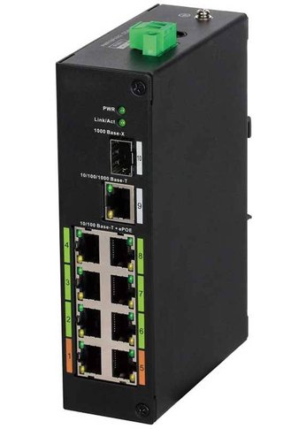 Коммутатор Dahua DH-LR2110-8ET-120 1x100Mb 8G 1SFP 6PoE+ 120W неуправляемый