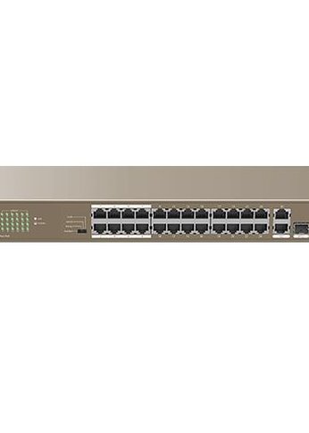 Коммутатор IP-Com F1126P-24-250W PoE, 26 портов, 26x100 Мбит/с, 2x1 Гбит/с, SFP 1x1 Гбит/с, PoE 24х30 Вт