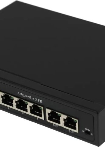 Коммутатор Osnovo SW-20600/A(80W) 6x100Mb 4PoE+ 80W неуправляемый