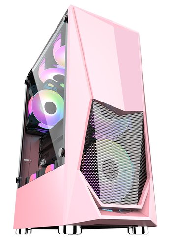 Корпус 1STPlayer DK-3 PINK / ATX, tempered glass / 3x 120mm LED fans inc. / DK-3-PK-3G6