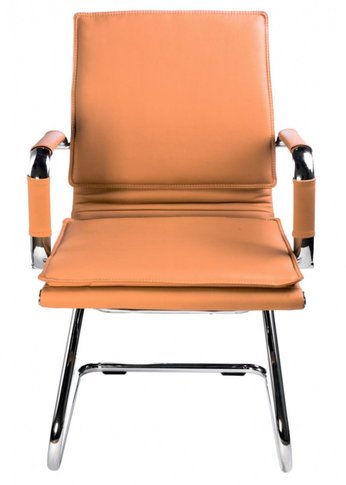 Кресло Бюрократ Ch-993-Low-V светло-коричневый эко.кожа низк.спин. полозья металл хром