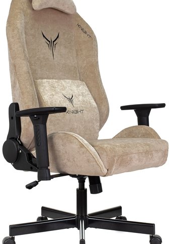 Кресло игровое Knight N1 Fabric бежевый Light-21 с подголов. крестов. металл