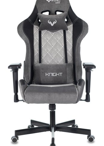 Кресло игровое Zombie VIKING 7 KNIGHT Fabric серый Loft ромбик текстиль/эко.кожа с подголов. крестов. металл