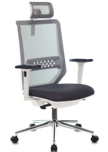 Кресло руководителя Бюрократ MC-W612N-H темно-серый TW-04 38-417 с подголов. крестов. металл хром пластик белый