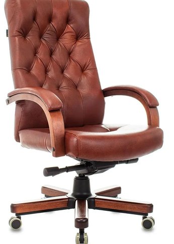 Кресло руководителя Бюрократ T-9928WALNUT светло-коричневый Leather Eichel кожа крестов. металл/дерево