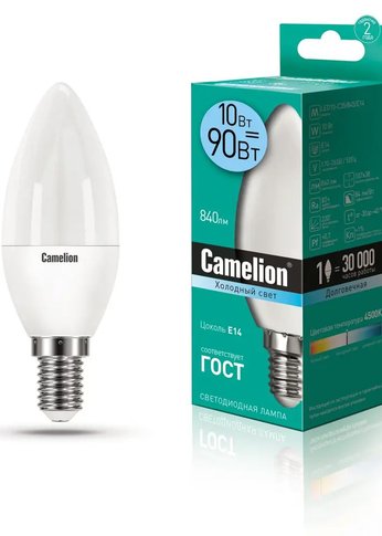 Лапочка светодиодная CAMELION (13561) LED10-C35/845/E14/10Вт/4500К