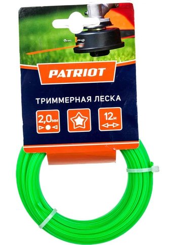 Леска Patriot D 2,0 мм L 12 м (звезда, зеленая) 200-12-3, картонный подвес