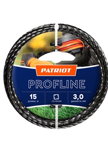 Леска Patriot Profline D 3,0 мм L 15 м (скрученный квадрат, черный) 300-15-5 на пластиковой обойме