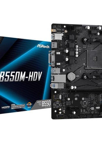 Материнская плата Asrock B550M-HDV Soc-AM4 AMD B550 2xDDR4 mATX AC`97 8ch(7.1) GbLAN RAID+VGA+DVI+HDMI