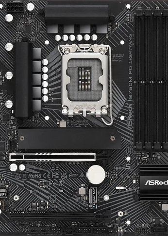 Материнская плата Asrock B760M PG LIGHTNING Soc-1700 Intel B760 4xDDR5 mATX AC`97 8ch(7.1) 2.5Gg RAID+HDMI+DP