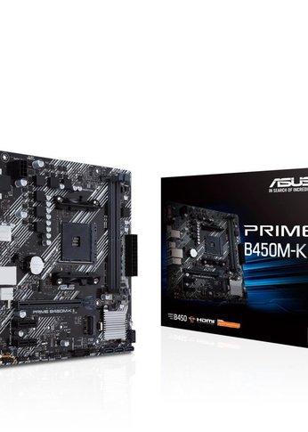 Материнская плата Asus PRIME B450M-K II Soc-AM4 AMD B450 2xDDR4 mATX AC`97 8ch(7.1) GbLAN RAID+VGA+DVI+HDMI