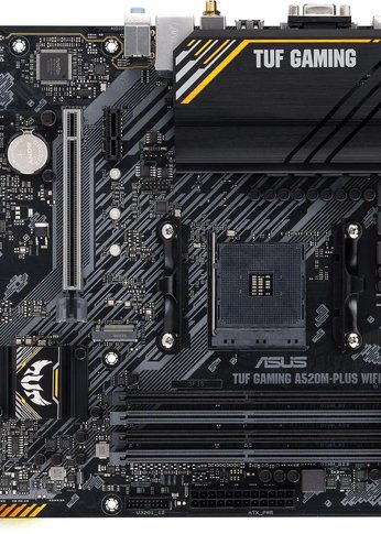 Материнская плата Asus TUF GAMING A520M-PLUS WIFI Soc-AM4 AMD A520 4xDDR4 mATX AC`97 8ch(7.1) 2xGgE RAID+VGA+HDMI+DP