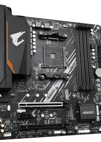 Материнская плата Gigabyte B550M AORUS ELITE Soc-AM4 AMD B550 4xDDR4 mATX AC`97 8ch(7.1) GbLAN RAID+DVI+HDMI