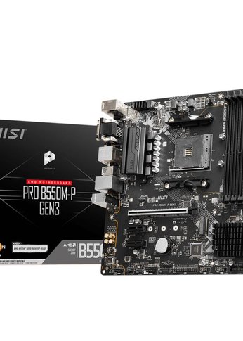 Материнская плата MSI PRO B550M-P GEN3 Soc-AM4 AMD B550 4xDDR4 mATX AC`97 8ch(7.1) GbLAN RAID+VGA+DVI+HDMI