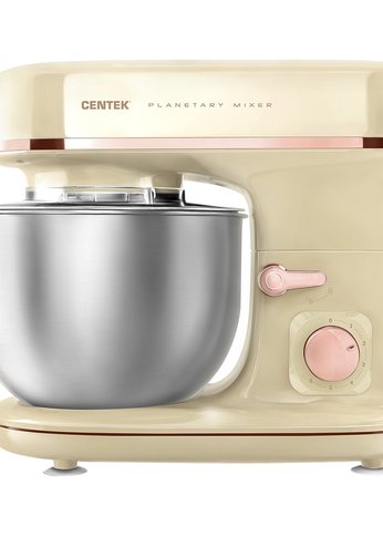 Миксер планетарный Centek CT-1139 бежевый/хром