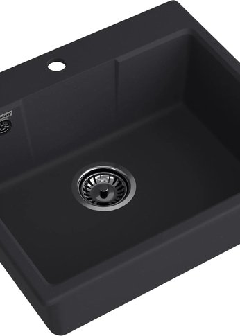 Мойка GranFest Urban 658 1-чаша 580*490мм врезной кварц черный