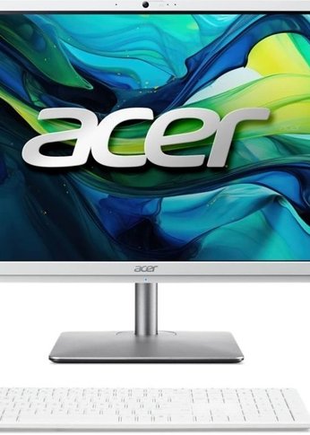 Моноблок 23.8" Acer Aspire C24-195ES Full HD Core Ultra 7 155U (1.7) 16Gb SSD512Gb Graphics CR Eshell GbitEth WiFi BT 65W клавиатура мышь Cam серебрис