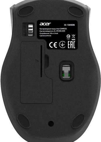 Мышь Acer OMR032 черный/красный оптическая (1600dpi) беспроводная USB (3but)