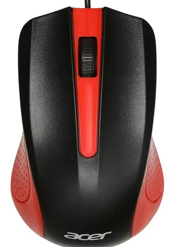 Мышь Acer OMW012 черный/красный оптическая (1200dpi) USB (3but)