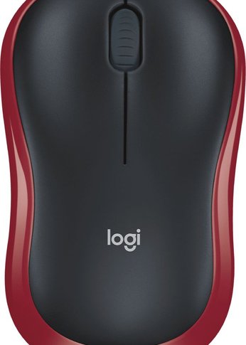 Мышь Logitech M185 красный/черный оптическая (1000dpi) беспроводная USB1.1 для ноутбука (2but)